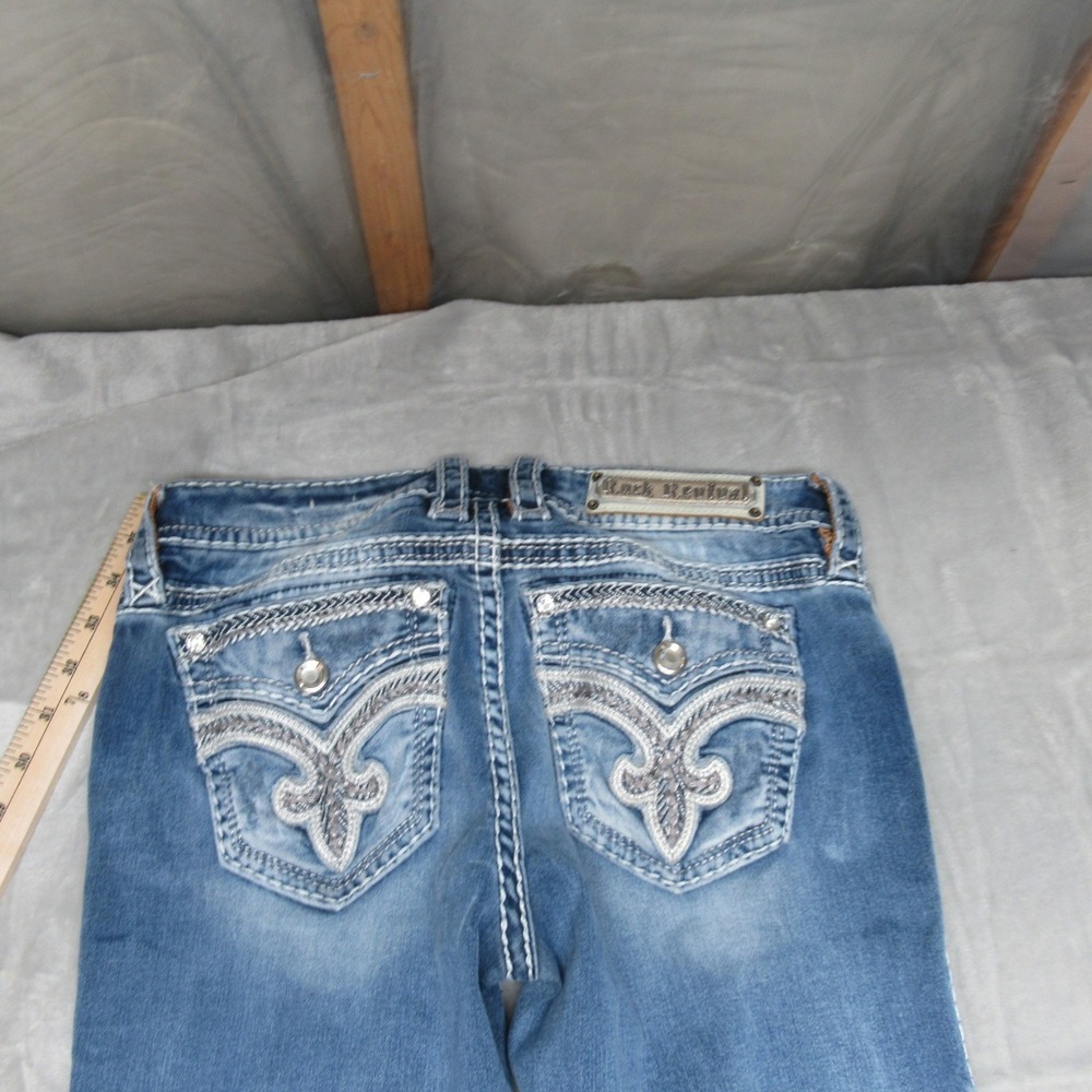 Rock Revival Jeans Womens 29x30 Blue Oliana Skinny Rhinestone Embellished Casual - Picture 14 of 15